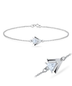 CZ Triangle Silver Bracelet BRS-429